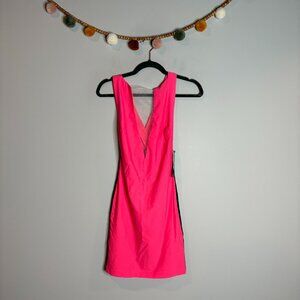 NWT Stella & Jamie Hot Pink & Black Mesh Panel Mini Dress